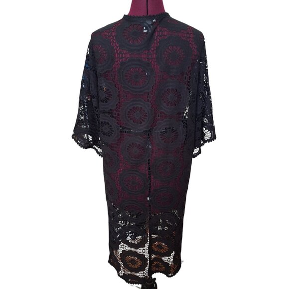 Wild Moss Black Lace Kimono Duster Cardigan Size S - Picture 5 of 7